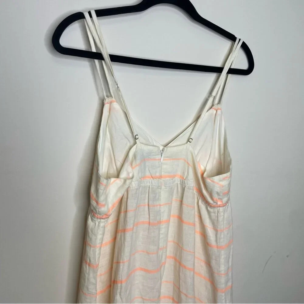 J.CREW Linen Cotton Blend Peach Cream Stripes Midi Dress No Size Tag - Picture 12 of 15